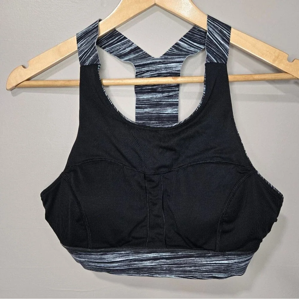 Lululemon Fast & Free Bra Nulux Low Tide Alpine White Black 10